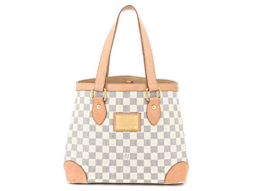 LOUIS VUITTON Bag Tote Hampstead Damier Azur White